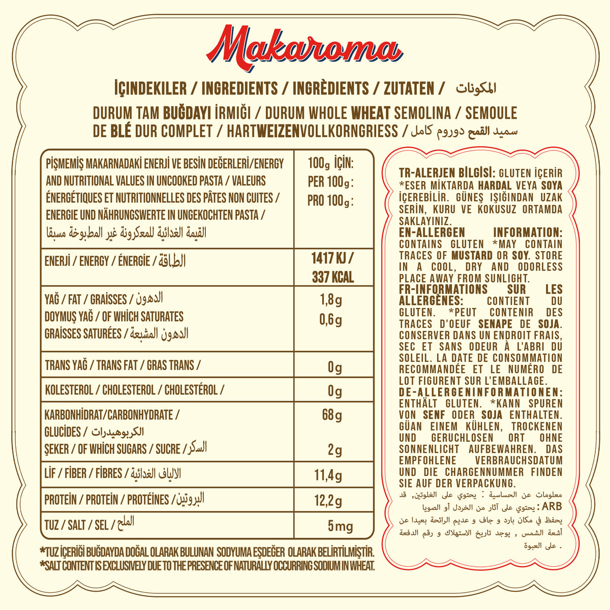 MAKAROMA TAM BUĞDAY SPAGHETTI 350 G
