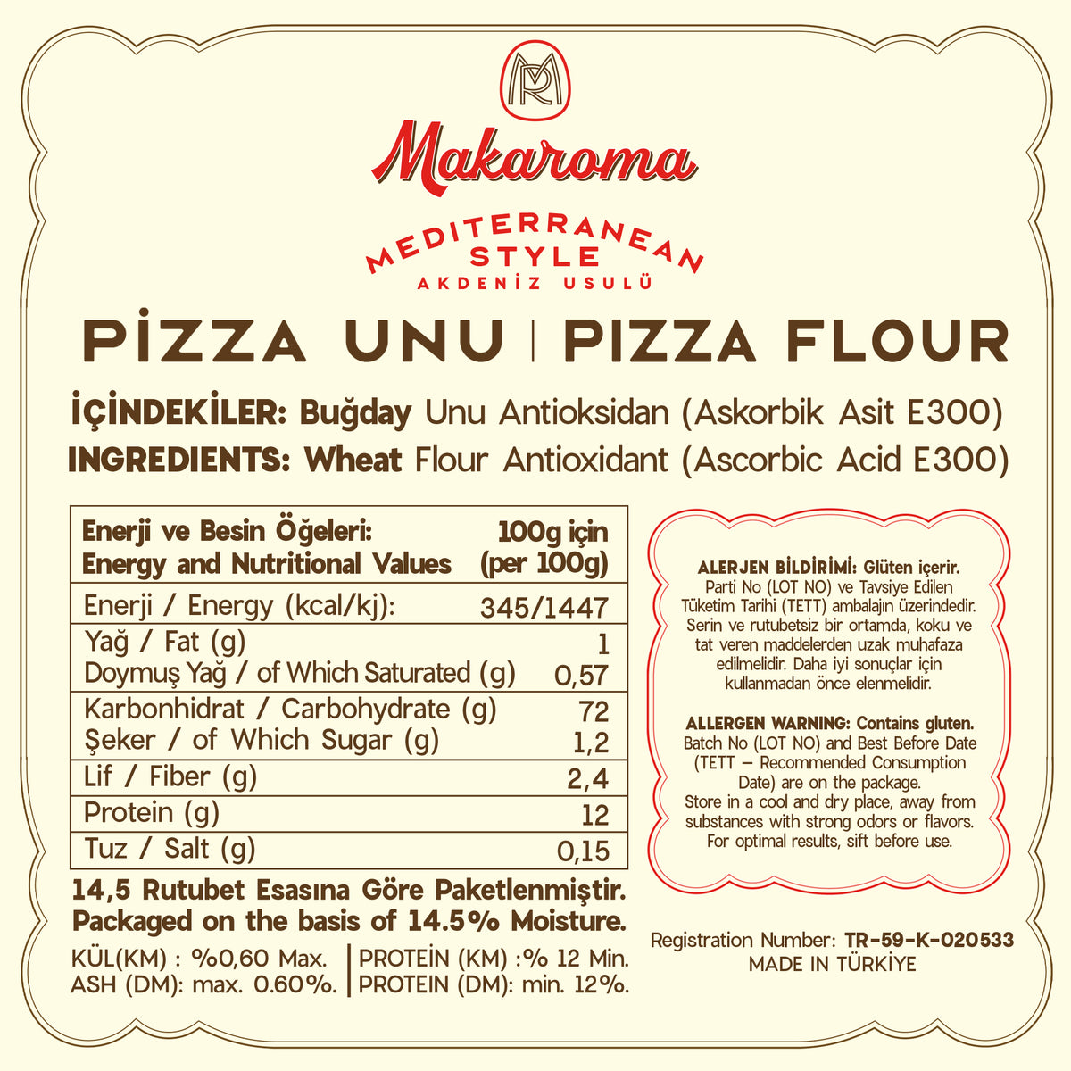 MAKAROMA PİZZA UNU 1 KG